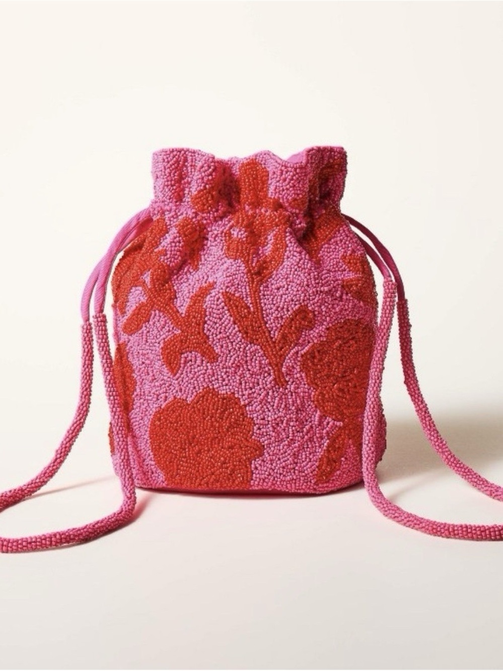 Kate Spade X Target Pink & Red Beaded Drawstring Crossbody Bag